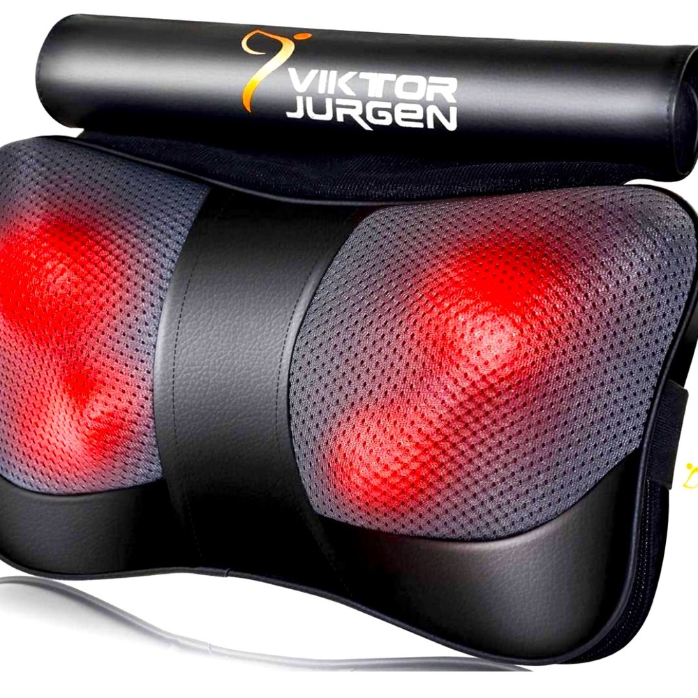 VIKTOR JURGEN Massage Pillow Deep Kneading Shoulder Back & Foot Massager w/ Heat